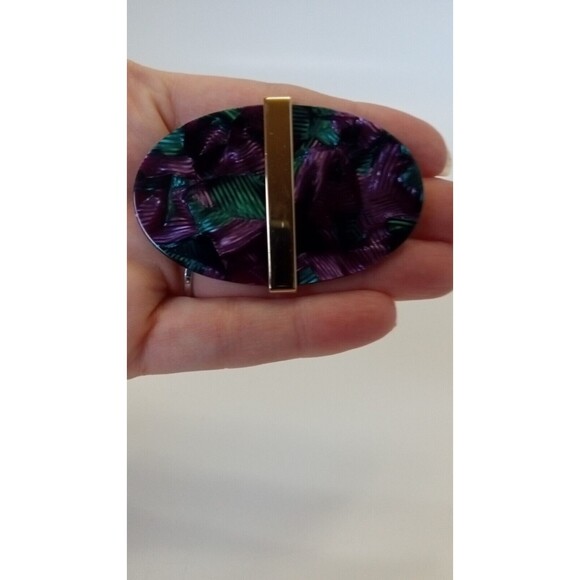 Vintage Signed Silhouette 5010/2 2136 Purple & Green Lucite Brooch Pin - Picture 4 of 6